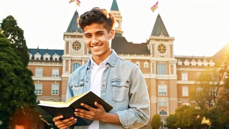 young student smiling on college campus