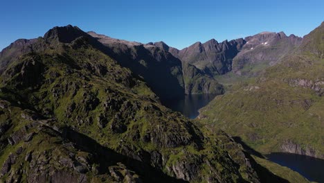 Lakes-nestled-between-hudge-mountains-in-Lofoten-Norway