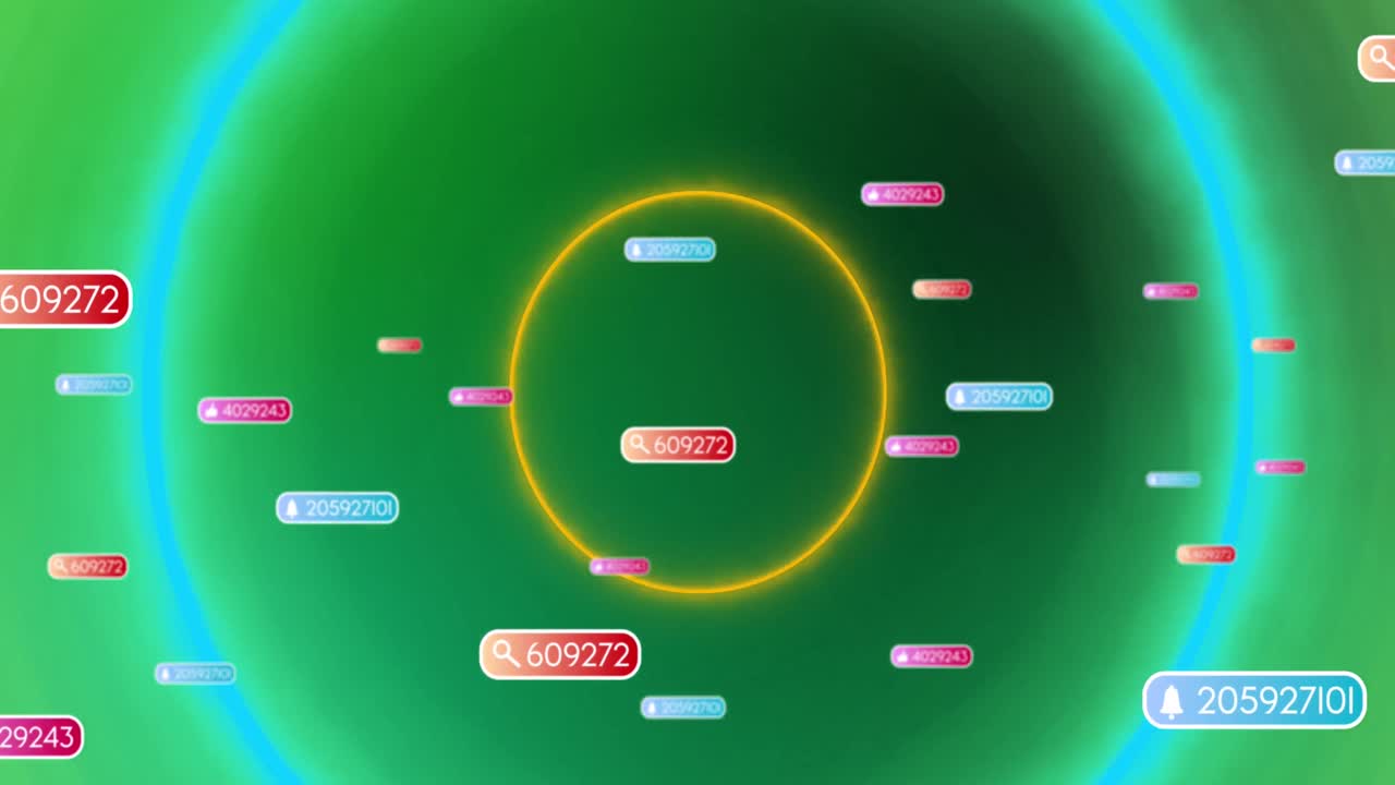 블랙 배경 위의 미디어 아이콘과 모양의 애니메이션