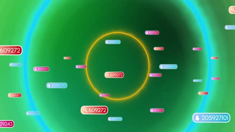 animación de iconos y formas de medios sobre un fondo negro
