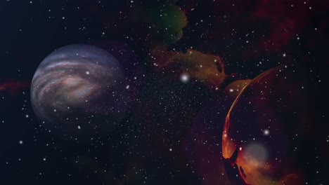 un planeta en la nube nebulosa del universo