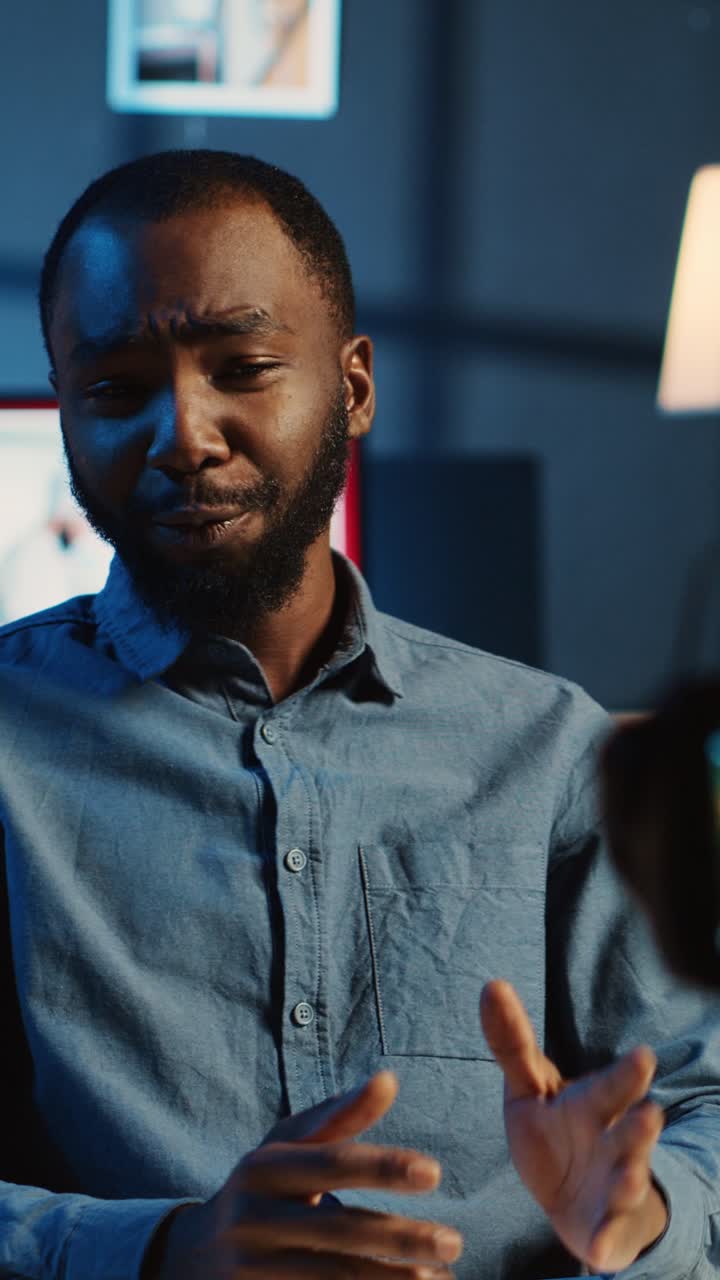 Vertical video Content creator records video intro