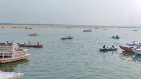 motion time lapse of the ganges river at varanasi.