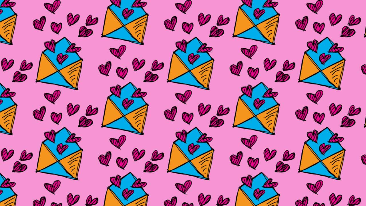 niños dibujando arte pop fondo sin costuras con el tema del mensaje de amor