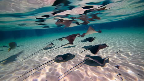 stingrays in shallow underwater waters