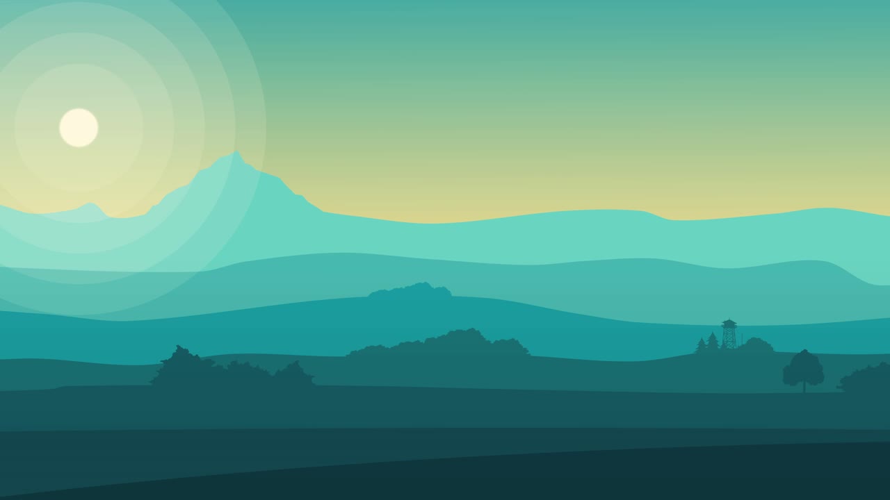 paisaje de montaña al amanecer o al atardecer