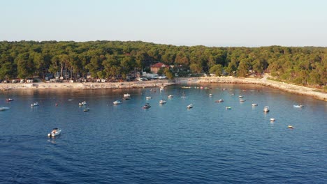 aerial view of a small boat area in a camping zone of the island of mali losinj in croatia