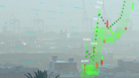 Animación-Del-Procesamiento-De-Datos-Financieros-Sobre-El-Paisaje-Urbano