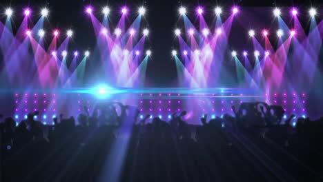 stage lights and audience animation with purple and blue spotlights