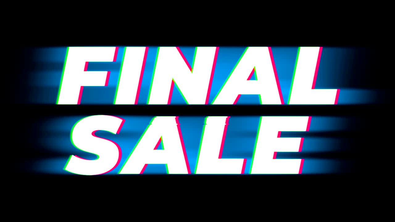 Slutudsalg tekst vintage glitch-effekt kampagne