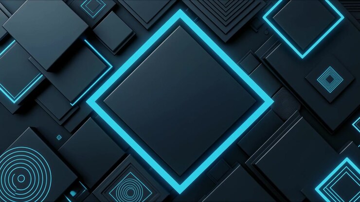 Abstract Geometric Background with Glowing Blue Squares