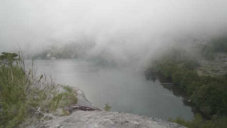 clouds passing through a lake