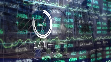 animación del procesamiento de datos financieros en todo el mundo