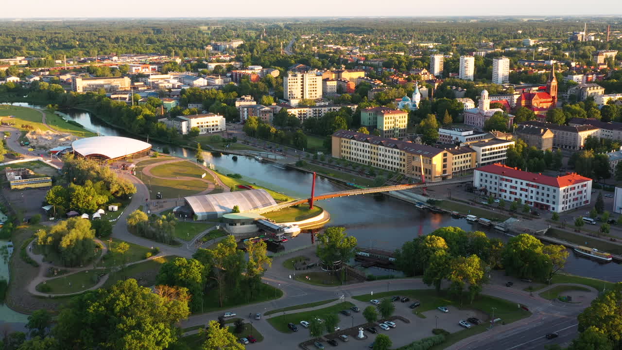 Aerial View of Pärnu, Estonia at Sunset