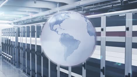 animation of globe over server room