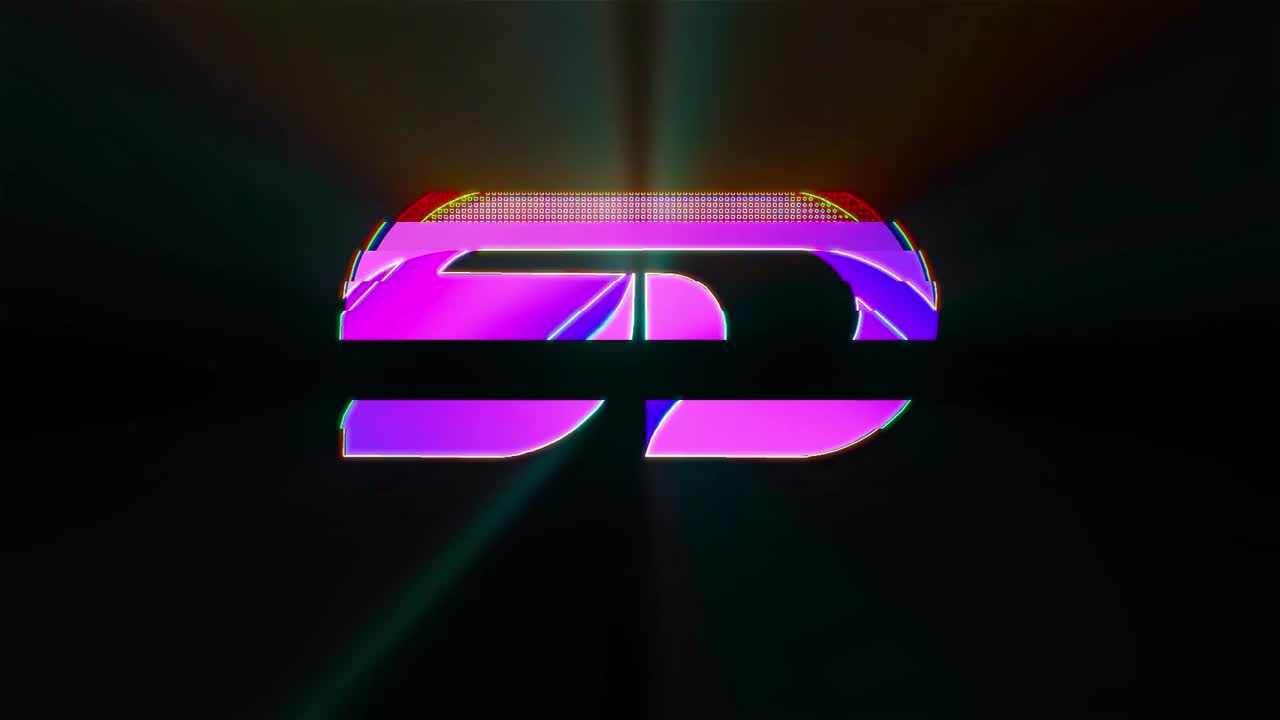 Un modello moderno di grafica animata progettato per contenuti video con logo glitch.