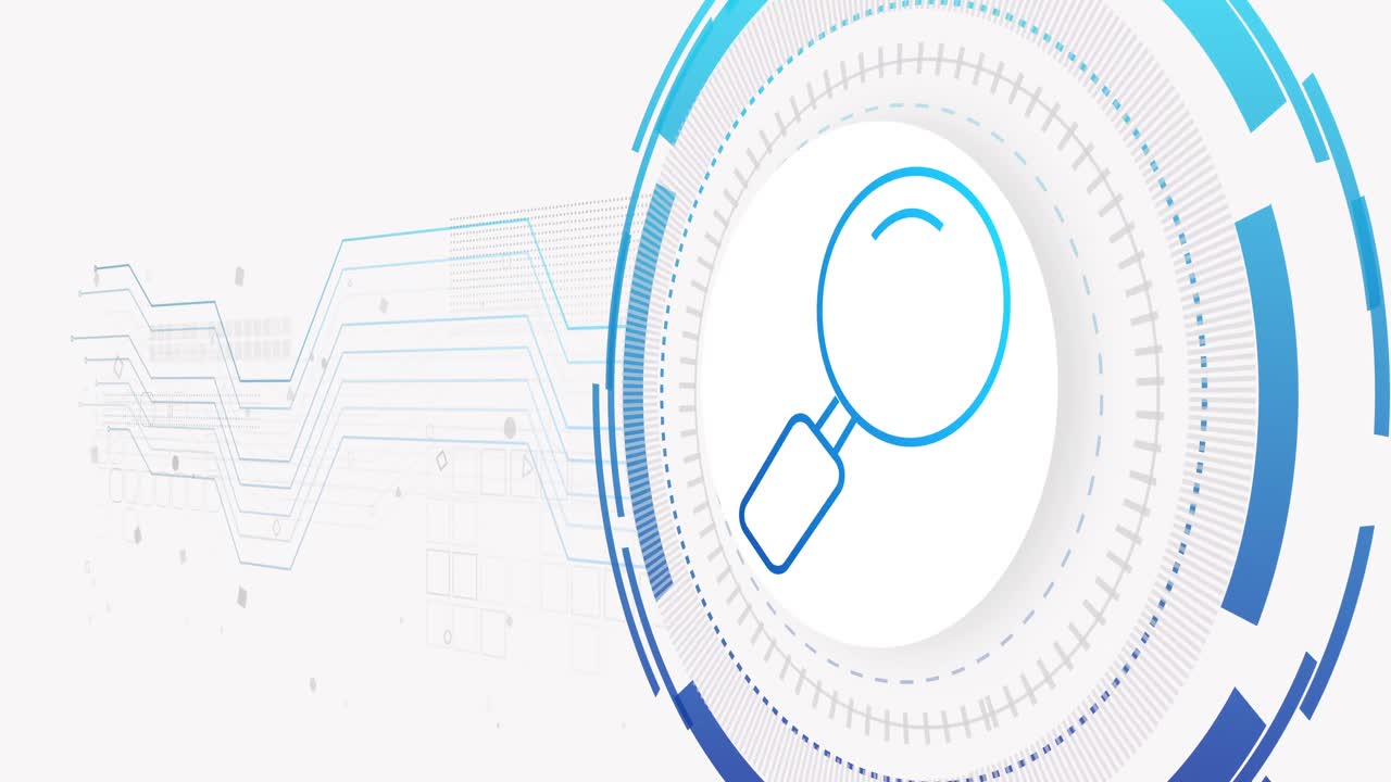 animación de la red de conexiones y vidrio de lectura sobre fondo blanco