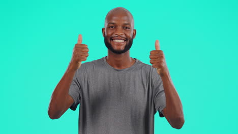 Happy,-face-and-black-man-with-thumbs-up-in-studio