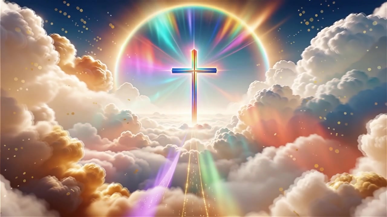 Christian Cross Heavenly Light Worship Background