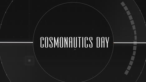 Cosmonautics Day on digital screen with HUD circles
