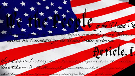 constitución escrita de los estados unidos y bandera
