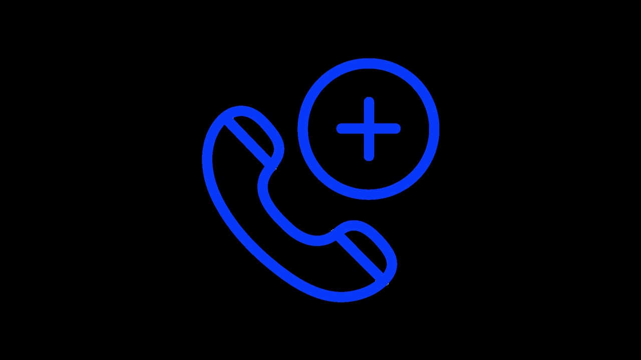 Animated Blue Outline Phone Icon with Plus Sign