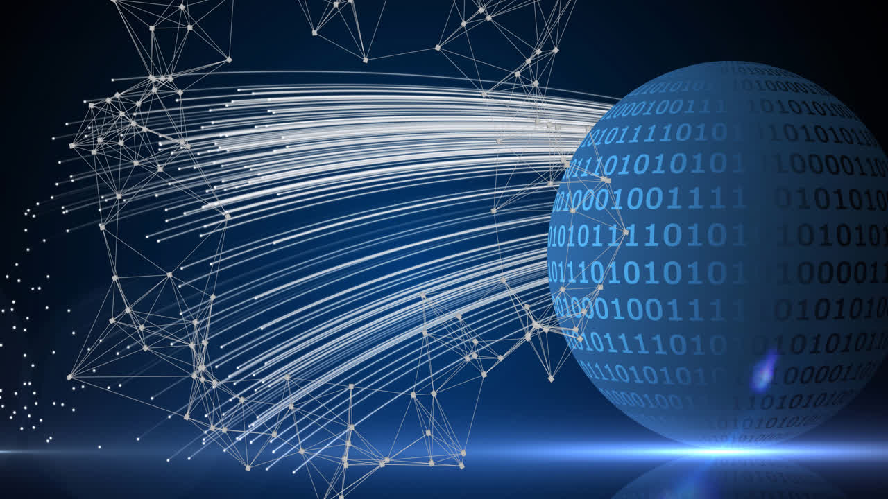 Animation of network of connections over globe in background