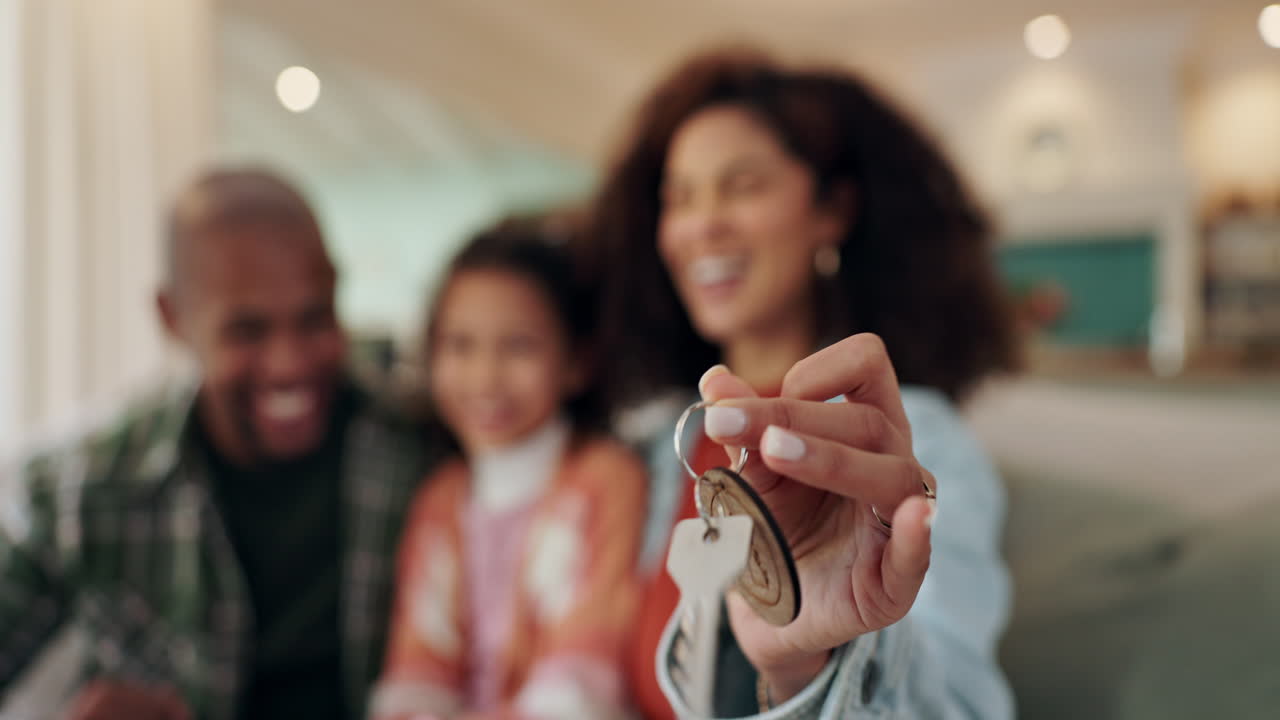 Family with keys to new home