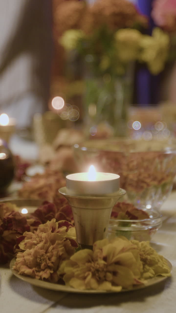 Candlelit Table Setting with Marigolds