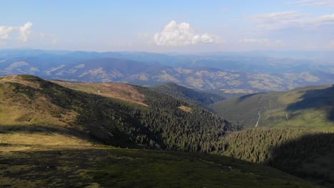 drone aerial of varful bihoru romania mountain peak green