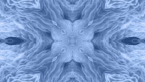 forma abstracta en 3d como una estrella o una flor, estructura simétrica de material de terciopelo azul negro intercalado con pañuelos, formas de cambios cíclicos suaves. fondo mate suave y elegante, animación suave.