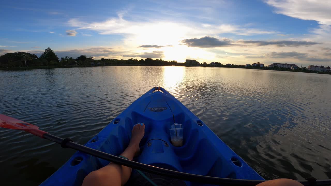 Kayaking during a beautiful sunset in Thailand
