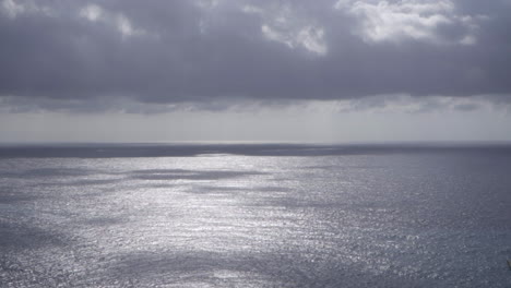 wide shot of open ocean under clouds