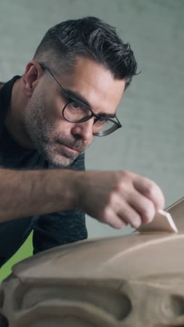 car designer working on a clay model