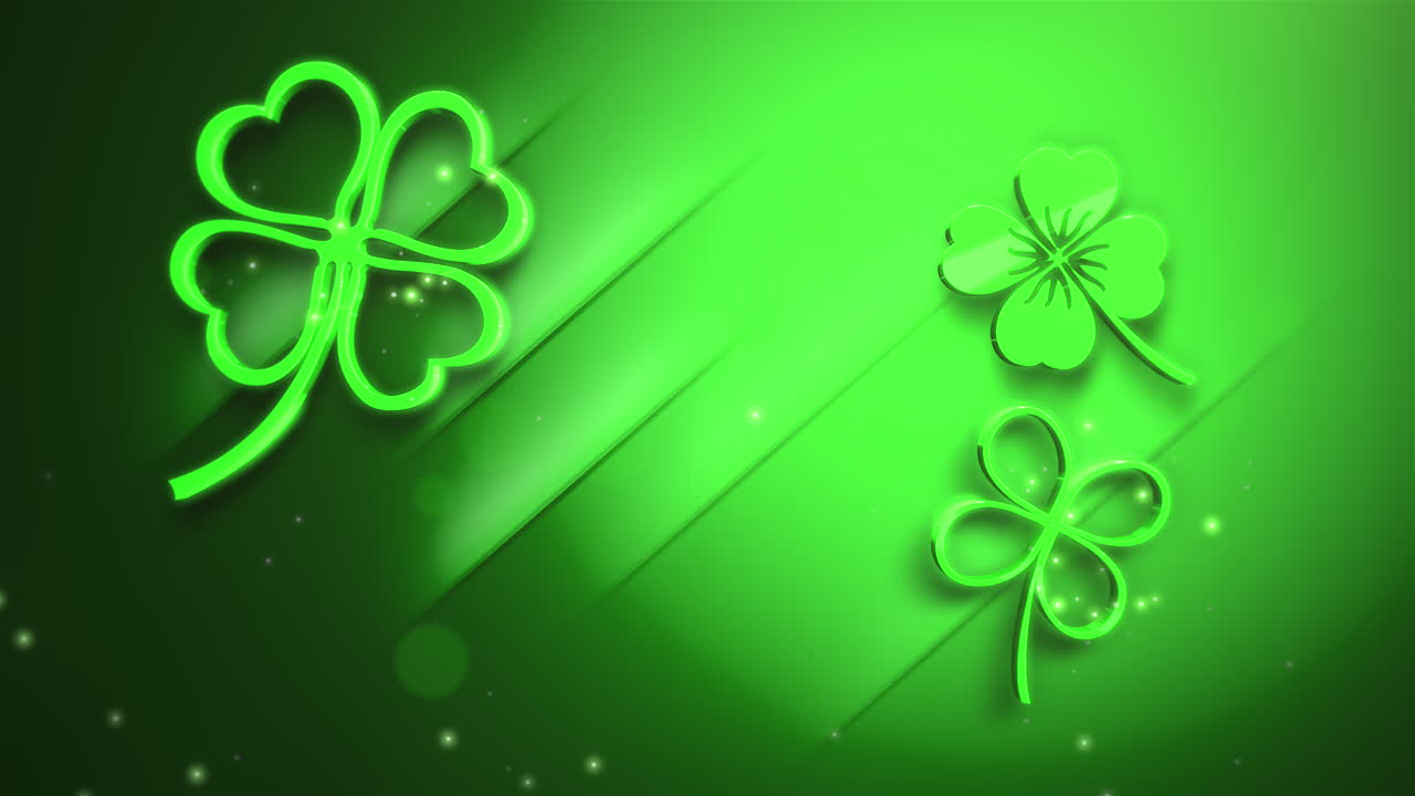 patrón de tréboles irlandeses con brillos en degradado verde