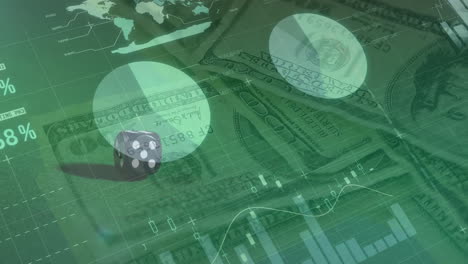 animación del procesamiento de datos sobre billetes y dados