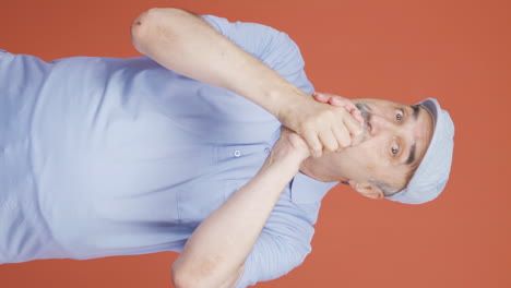 vertical video of old man giving motivational speech to camera.