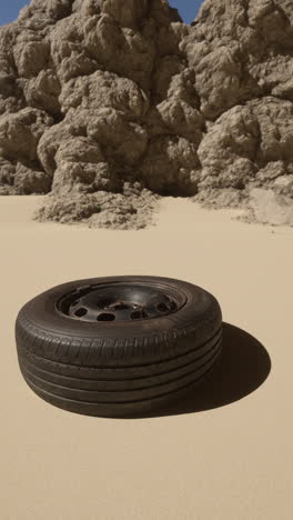 single tire in desert