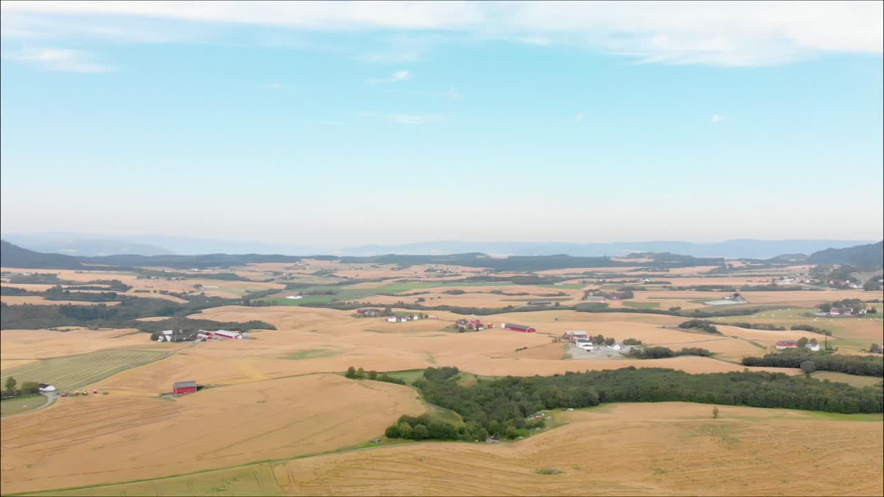 Panning over wast farmlands (birdseye view)