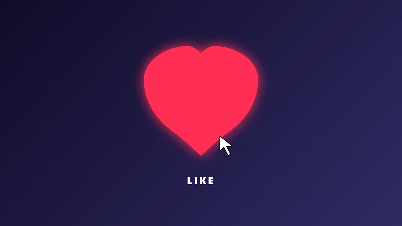 Animated Heart Icon Being Clicked on Dark Background