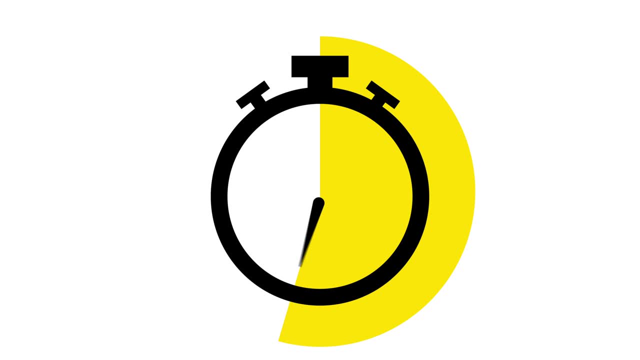 Stopwatch flat animation icon design moving arrows on white background.