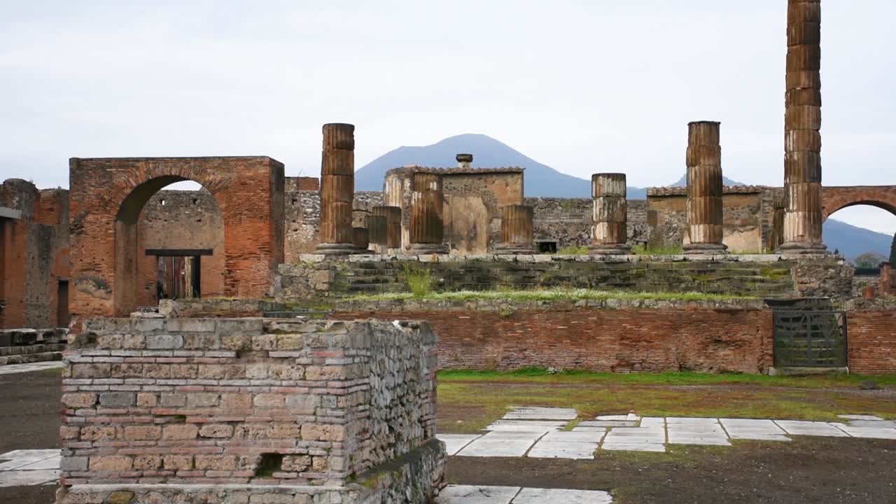 Ruins of famous Pompeii city, Italy.Temple of Aesculapius or Jupiter Meilichios