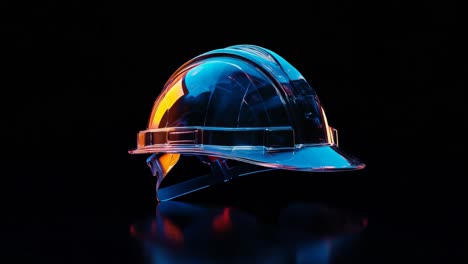 glowing safety helmet on black background
