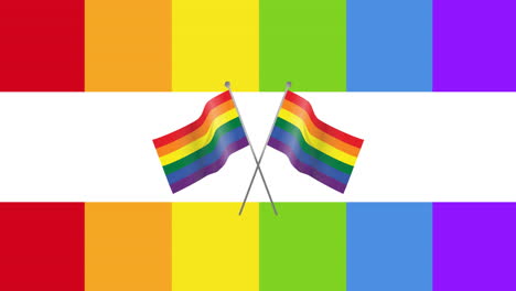 animation of rainbow flags over rainbow stripes background