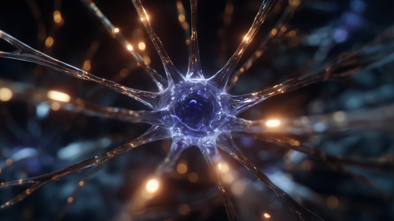 Struttura intricata dei neuroni raffigurata con dettagli sorprendenti, che mostra la loro interconnessione e il significato funzionale nella rete neurale del cervello umano.
