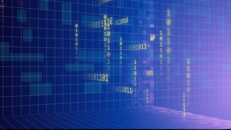 animación del procesamiento de datos por ordenador y codificación binaria.