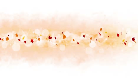 빛 은 잎은 빛과 함께 가을의 배경에서 흔들립니다. 아름다운 자연 장면. 일러스트레이션 메이플 잎. 가을 추상적인 그래픽. 루프 애니메이션.