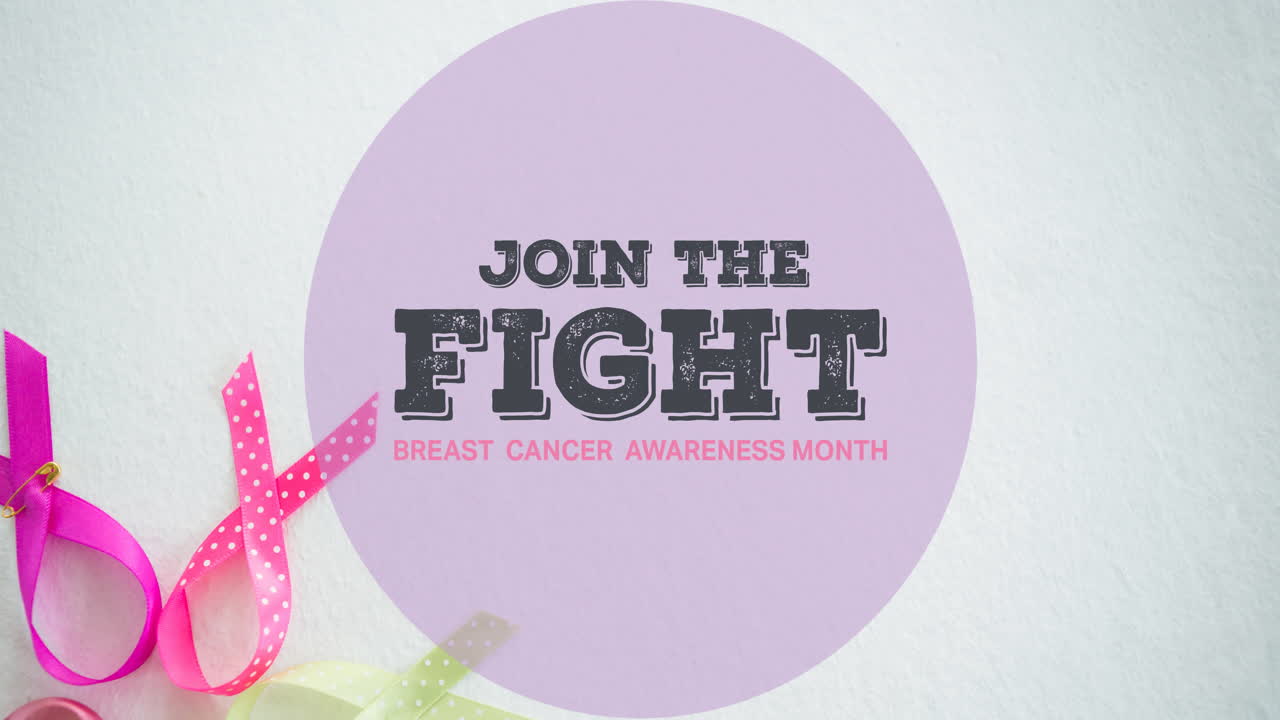 분홍색 리본으로  ⁇ 색 배경 위에서 원으로 싸움에 참여하는 애니메이션