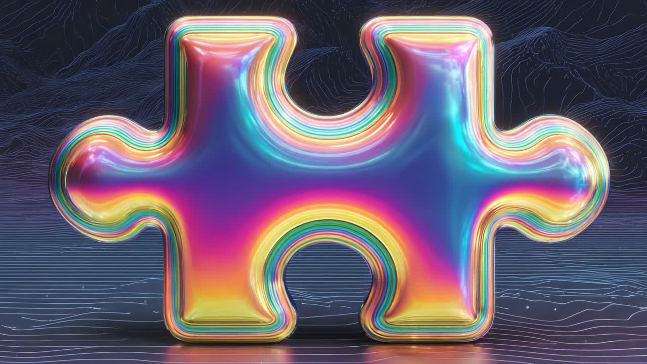 A Vibrantly Colored Puzzle Piece Transitions from Multicolored to Yellow, Highlighting the Artistry of Modern Abstract Design and 3D Rendering Techniques