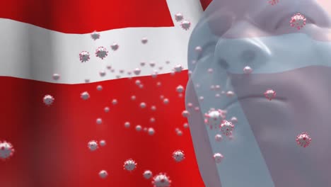 Danish-flag-waving-against-Covid-19-cells-and-human-head-model